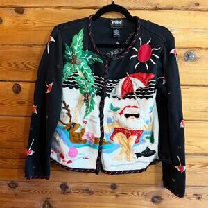 Studio Ho Ho Ho Ugly Beach Christmas Sweater Santa Medium